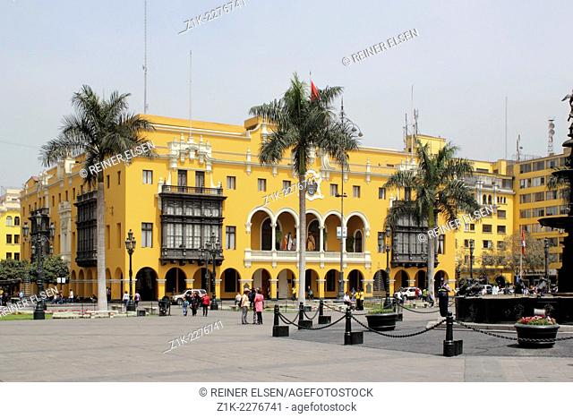 Peru Lima Plaza Mayor Municipalidad town hall