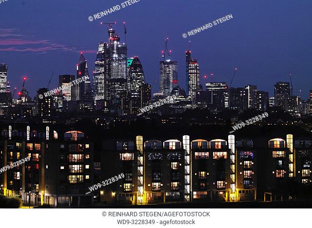 London City after sunset, London, England, Great Britain