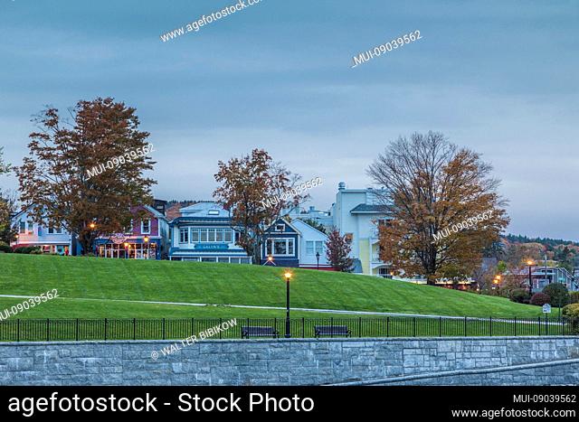 USA, Maine, Mt. Desert Island, Bar Harbor, town view from The Field