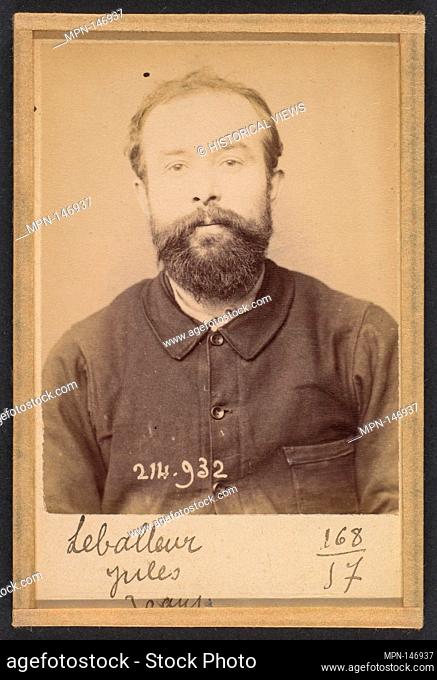Leballeur. Jules, Léon. 29 (ou 30) ans, né à Rouissé Jassée (Sarthe). Cordonnier. Anarchiste. 1/3/94. Artist: Alphonse Bertillon (French