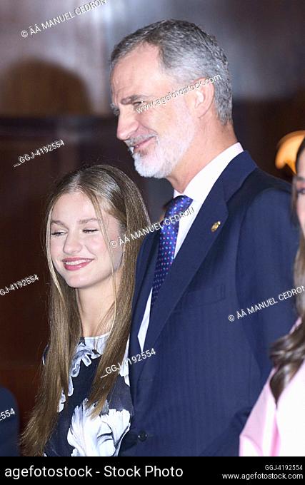 King Felipe VI of Spain, Crown Princess Leonor attends '31th Musical Week' closing concert during Princesa de Asturias Awards 2023 at Principe Felipe Auditorium...