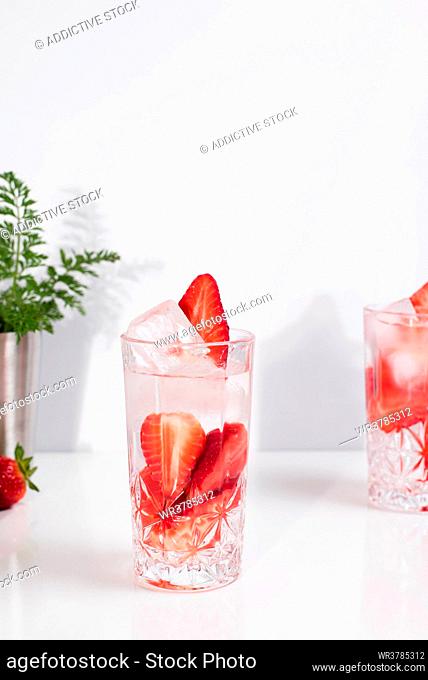 refreshment, water, beverage, strawberry