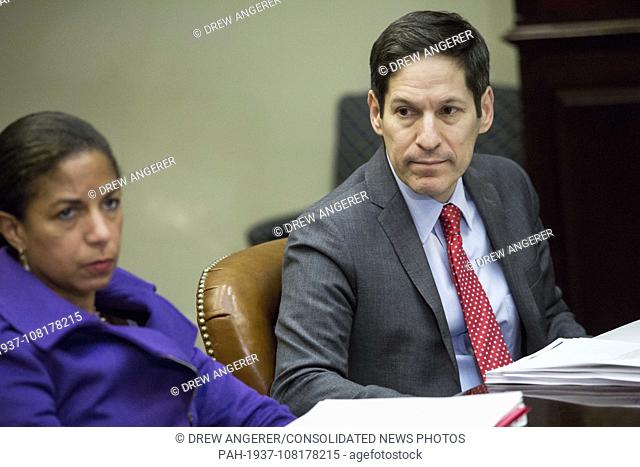 In this file photo from November 18, 2014, from left, Susan Rice, National Security Advisor, and Tom Frieden, Director of the Centers for Disease Control and...