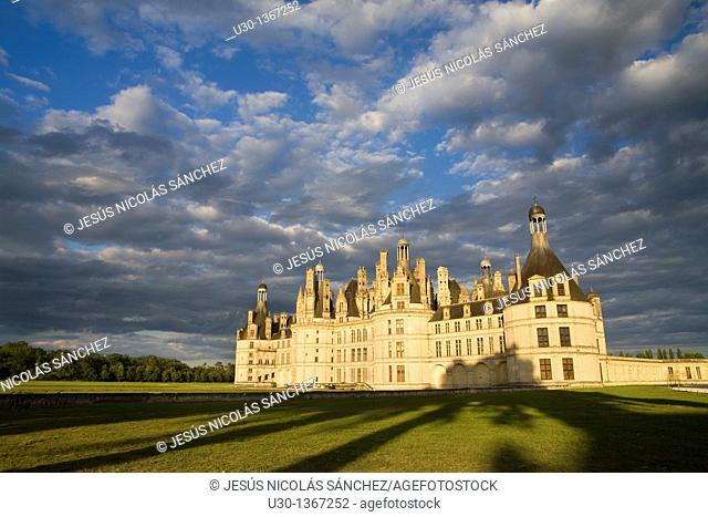 Sunset  Chambord castle in Loire Valley listed as World Heritage by UNESCO  France