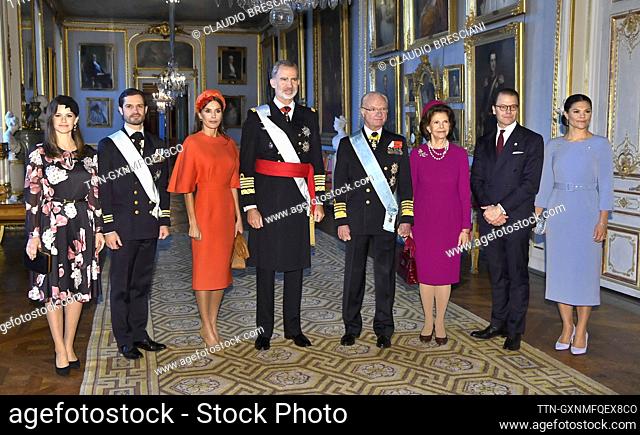 Princess Sofia, Prince Carl Philip, Queen Letizia, King Felipe, King Carl Gustaf, Queen Silvia, Prince Daniel and Crown Princess Victoria at the official...