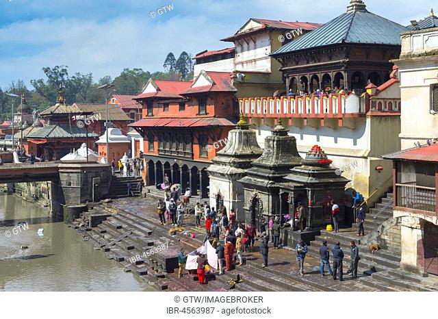 Cremation ghat along the Bagmati river, Pashupatinath Temple complex, Kathmandu, Nepal