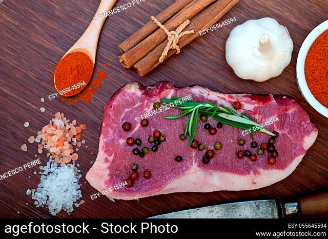 raw uncooked ribeye beef steak