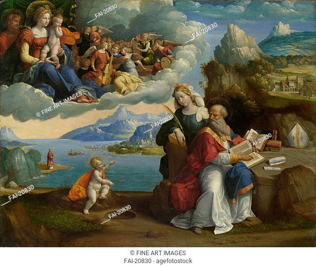 The Vision of Saint Augustine. Garofalo, Benvenuto Tisi da (1481-1559). Oil on wood. Renaissance. c. 1520. Italy, School of Ferrara