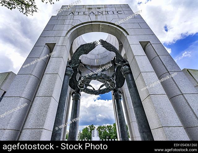 Atlantic Arch World War II Memorial National Mall Washington DC. Memorial was dedicated 2004