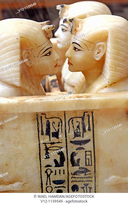 Alabaster canopic jars from Tutankhamun's Tomb at Egyptian Museum, Cairo, Egypt