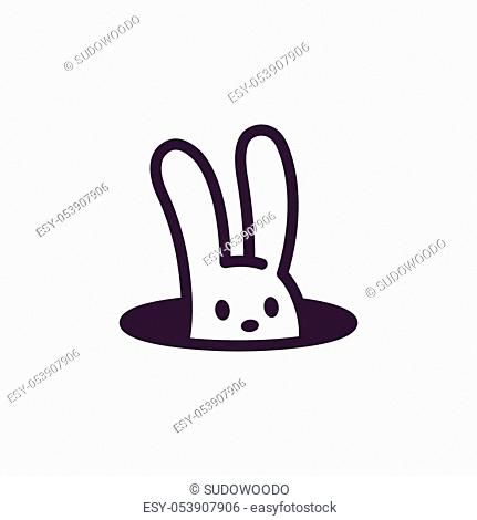 Simple, minimalistic rabbit hole logo. Cute cartoon bunny vector  illustration, Stock Vector, Vector And Low Budget Royalty Free Image. Pic.  ESY-053907906 | agefotostock