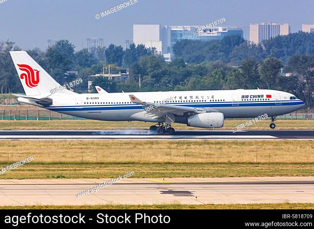 An Air China A330-200 aircraft with registration number B-6080 at Beijing Airport (PEK), Beijing, China, Asia