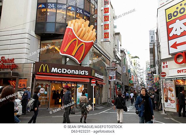 Shopping street with McDonalds, Shibuya, Tokyo, Japan