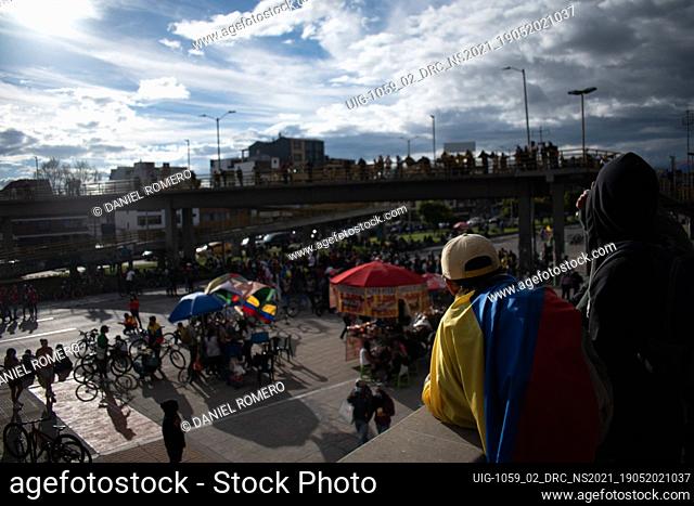 Demonstrations increase in Bogota on May 20, 2021 in the context of a national strike in Colombia against the tax reform and the government of Ivan Duque