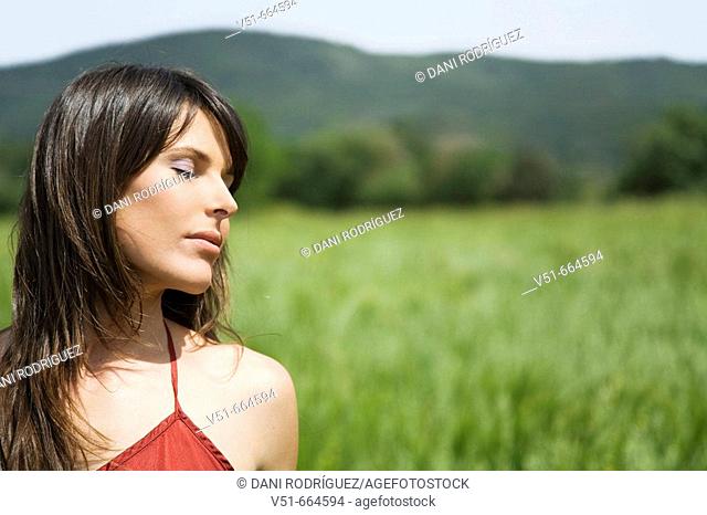 Woman breathing fresh air