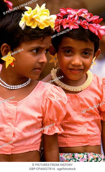 Sri Lanka: Young girls at a temple festival, Kelaniya Temple, Kelaniya, near Colombo