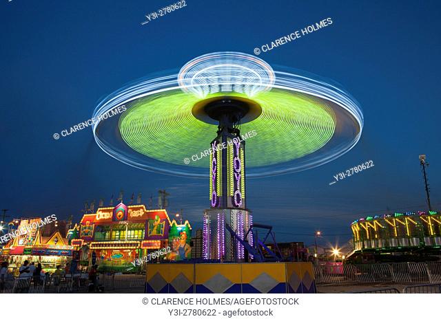 NASHVILLE - September 5: The colorfully illuminated Yo Yo spins on the midway at the Tennessee State Fair on September 5