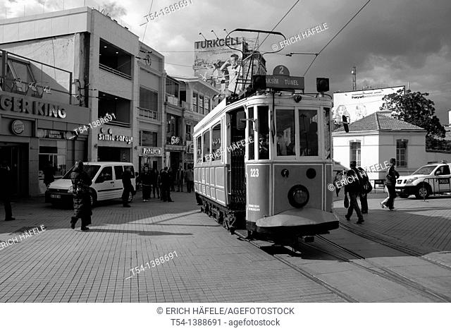 Historical Tram in Istanbul-Taksim Place