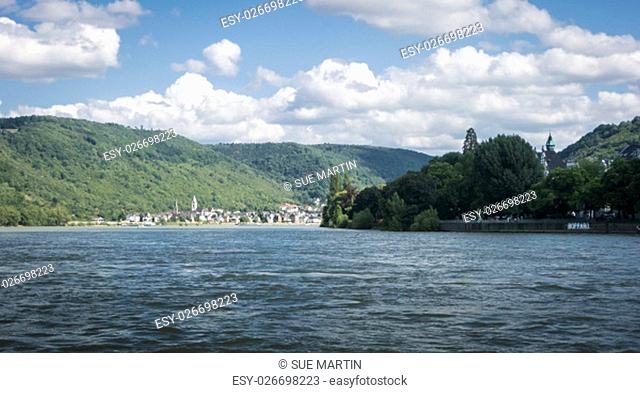 The River Rhine with Boppard on one bank and Kamp-Bornhofen on the other