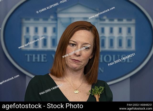 White House Press Secretary Jen Psaki holds a briefing at the White House in Washington, DC, March 17, 2021. Credit: Chris Kleponis / Pool via CNP | usage...