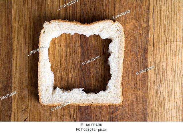A hole in a slice of bread