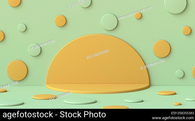 Abstract mock up circles 3D render illustration on green background