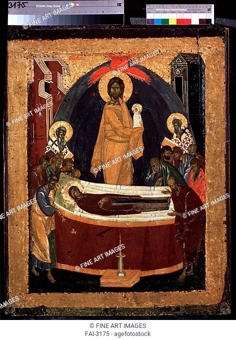 The Dormition of the Virgin. Theophanes the Greek (ca. 1340-ca. 1410). Tempera on panel. Russian icon painting. 1380s-1390s