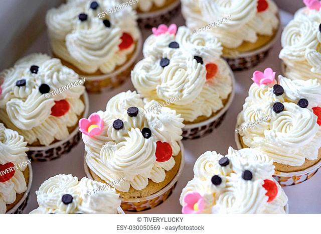 Cute cupcakes with vanilla cream