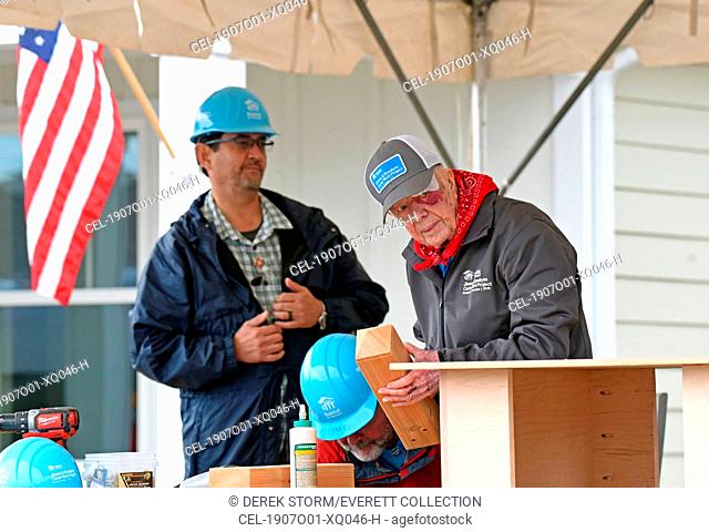 Jimmy Carter at a public appearance for Jimmy Carter Builds Homes for Habitat for Humanity, Lindsey Meadow Court, Nashville TN, October 7, 2019