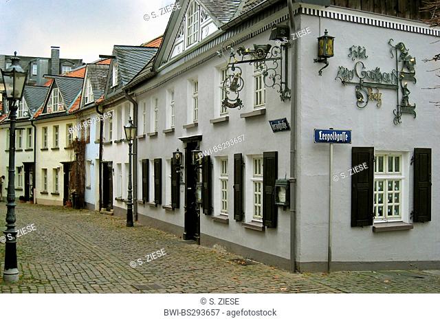 lane in the old city of Luedenscheid at blue hour, Germany, North Rhine-Westphalia, Sauerland, Luedenscheid