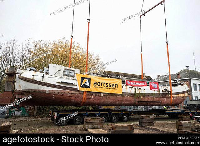 illustration picture shows the arrival and installation of the historic ship Ortelius, in Doel, Saturday 20 November 2021