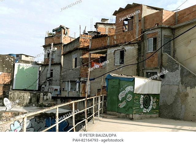 Bullet holes can be seen on many house fronts in the favela Complexo do Alemão in Rio de Janeiro, Brazil, 16 July 2016. The Complexo is a big favela in Rio de...