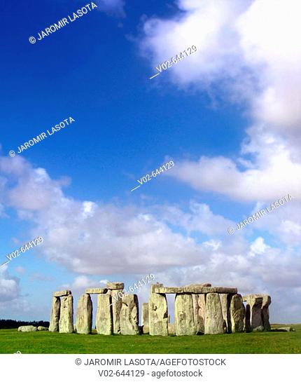 Stonehenge is a prehistoric monument located in the English county of Wiltshire, about 8 miles (13 km) north of Salisbury