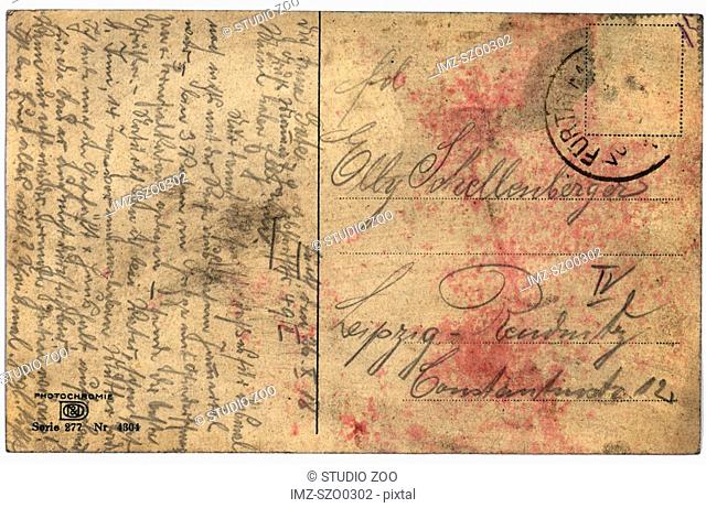 Vintage postcard with script writing