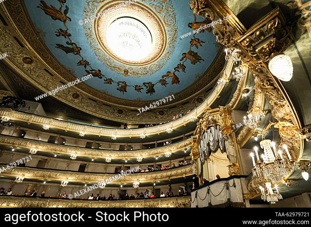 RUSSIA, ST PETERSBURG - SEPTEMBER 23, 2023: A view of the auditorium before the start of a production of the Don Quixote ballet based on Miguel de Cervantes’...