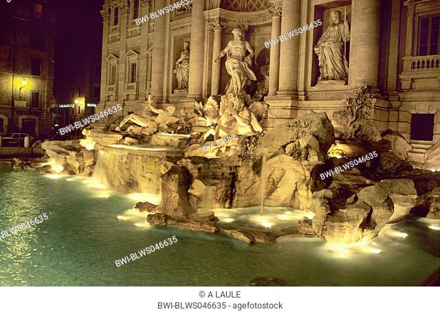 Trevi Fountain at night, Italy, Rome
