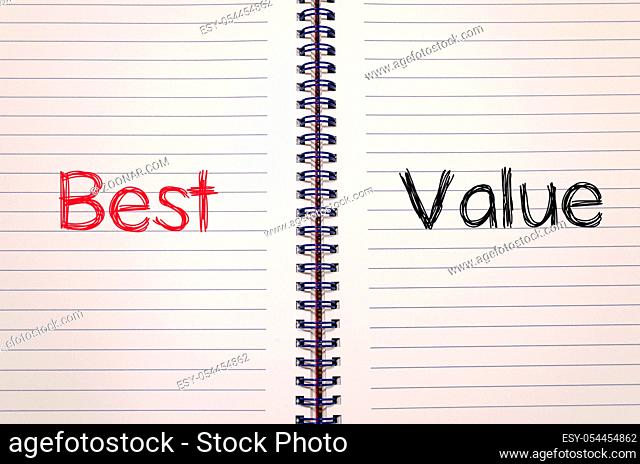 Best value text concept write on notebook