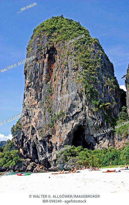 Popular climbing area, the karst mountains in Ao Railay in the south of Thailand