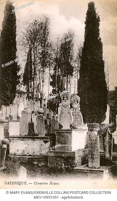 Thessaloniki, Greece - Turkish cemetery outside Yeni-Kapou next to the Mevlevidon (Mevlevi Dervish) teke
