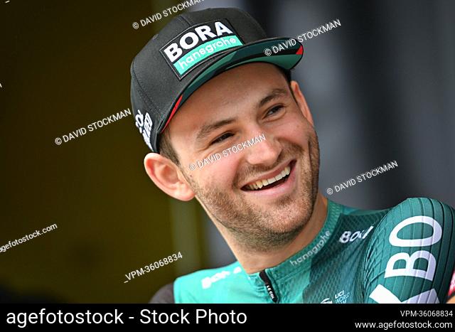 Belgian Jordi Meeus of Bora-Hansgrohe pictured at the start of the third stage of the Criterium du Dauphine cycling race