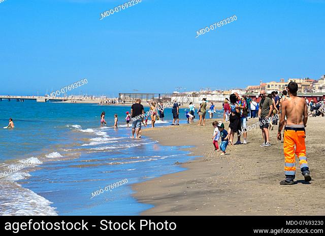 Coronavirus emergency (Covid-19) Phase 2. The reopening of the beaches on the Roman coast after the lockdown due to the Coronavirus pandemic