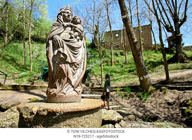 Statue of the virgin. Ebro river source. Fontibre. Cantabria. Spain