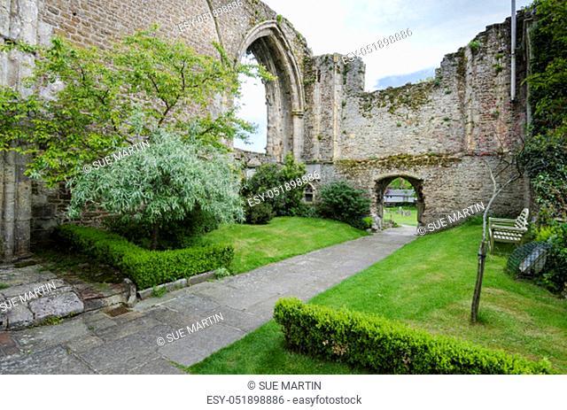 Stone arches at St Thomas the Martyr Church at Winchelsea, East Sussex, UK