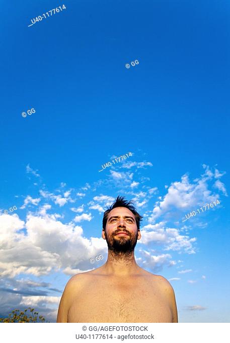 Portrait of a man with no shirt