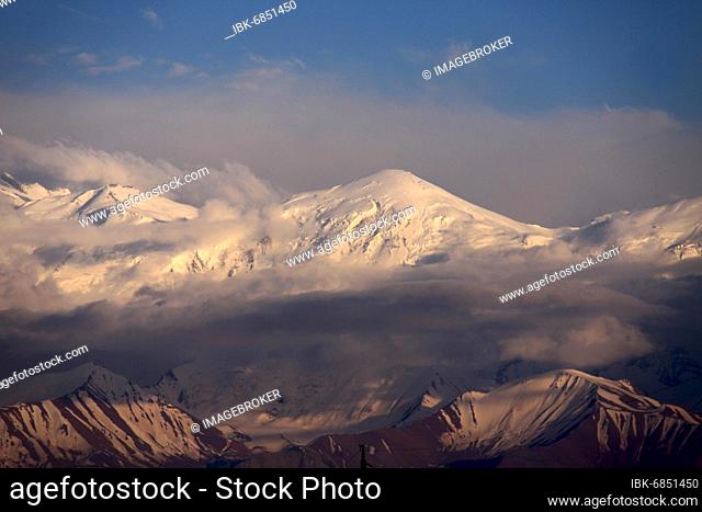 Snow peak in the northern part of the Pamir Mountains near Sary Tash Kyrgyzstan