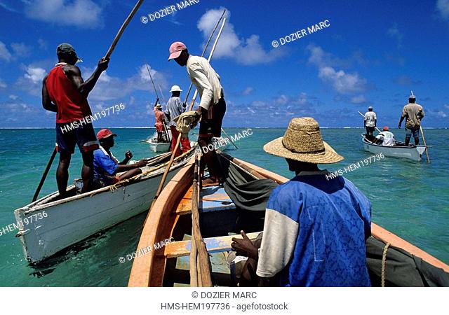 Mauritius, Rodrigues Island, Anse Mourouk, Port Sud Est, fishing with a draw net