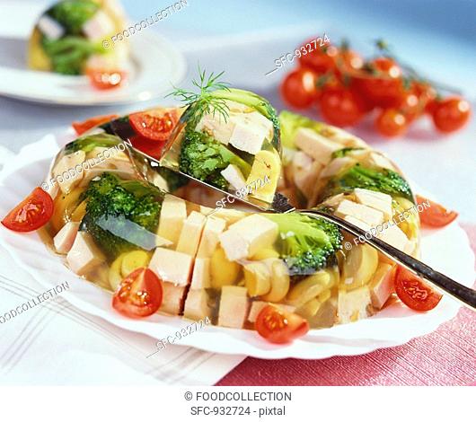 Ham and broccoli in aspic