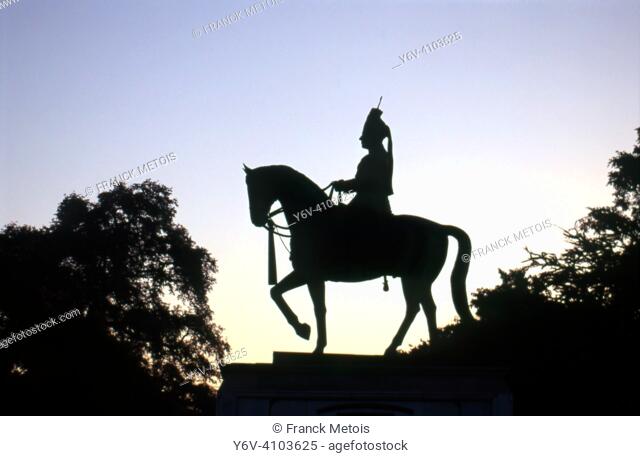 Equestrian statue of Man Singh II ( Jaipur, India). He was the last maharaja of Jaipur