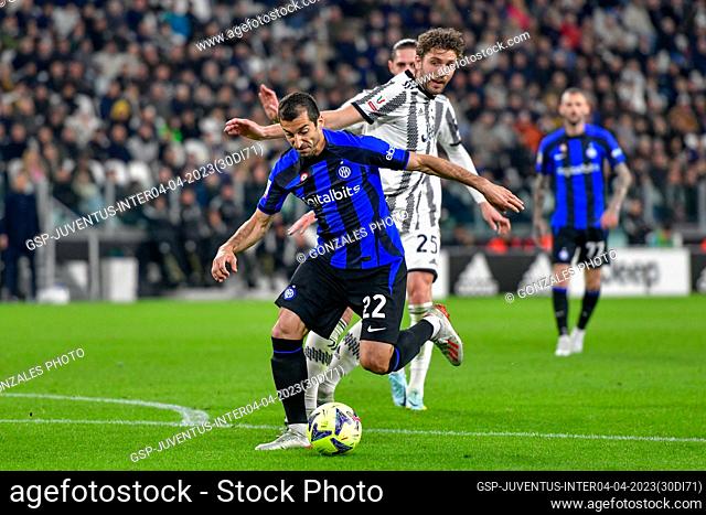 Turin, Italy. 04th, April 2023. Henrikh Mkhitaryan (22) of Inter seen in the Coppa Italia match between Juventus and Inter at Allianz Stadium in Turin