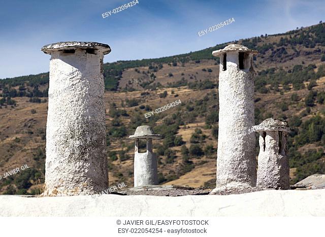 Chimneys in Capileira, Las Alpujarras, Granada province, Andalusia, Spain